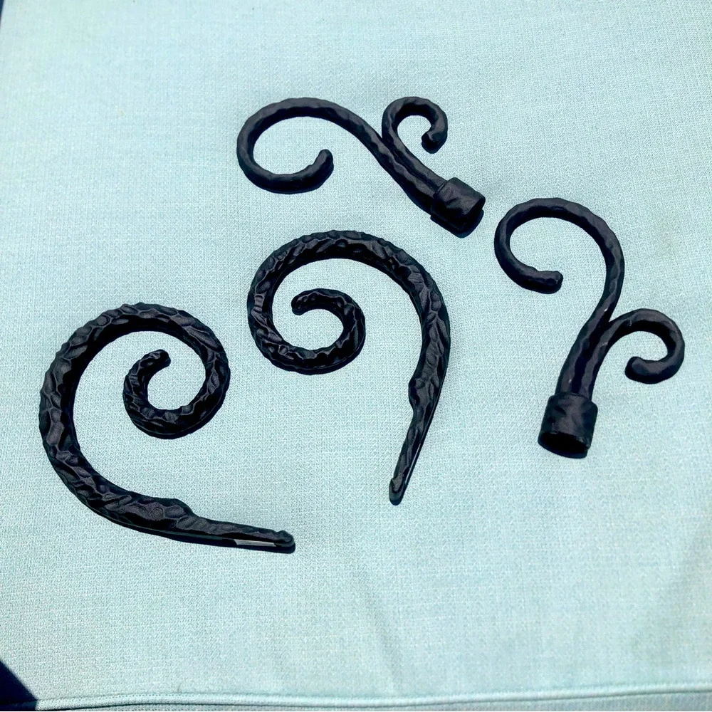 Forged Metal Black Curtain Rod Ends & Tiebacks